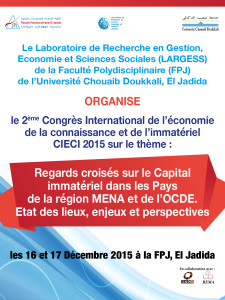 Affiche en FR du 2ème Congrès International  sur le Capital immatériel CIECI 2015 LARGESS FP EL JADIDA (Maroc)